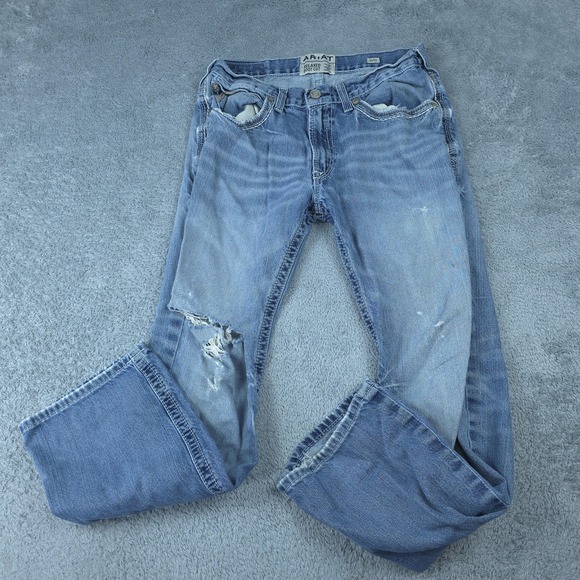 Ariat Other - Ariat M4 Coltrane Jeans Mens 32x32 Light Blue Wash Bootcut Distressed